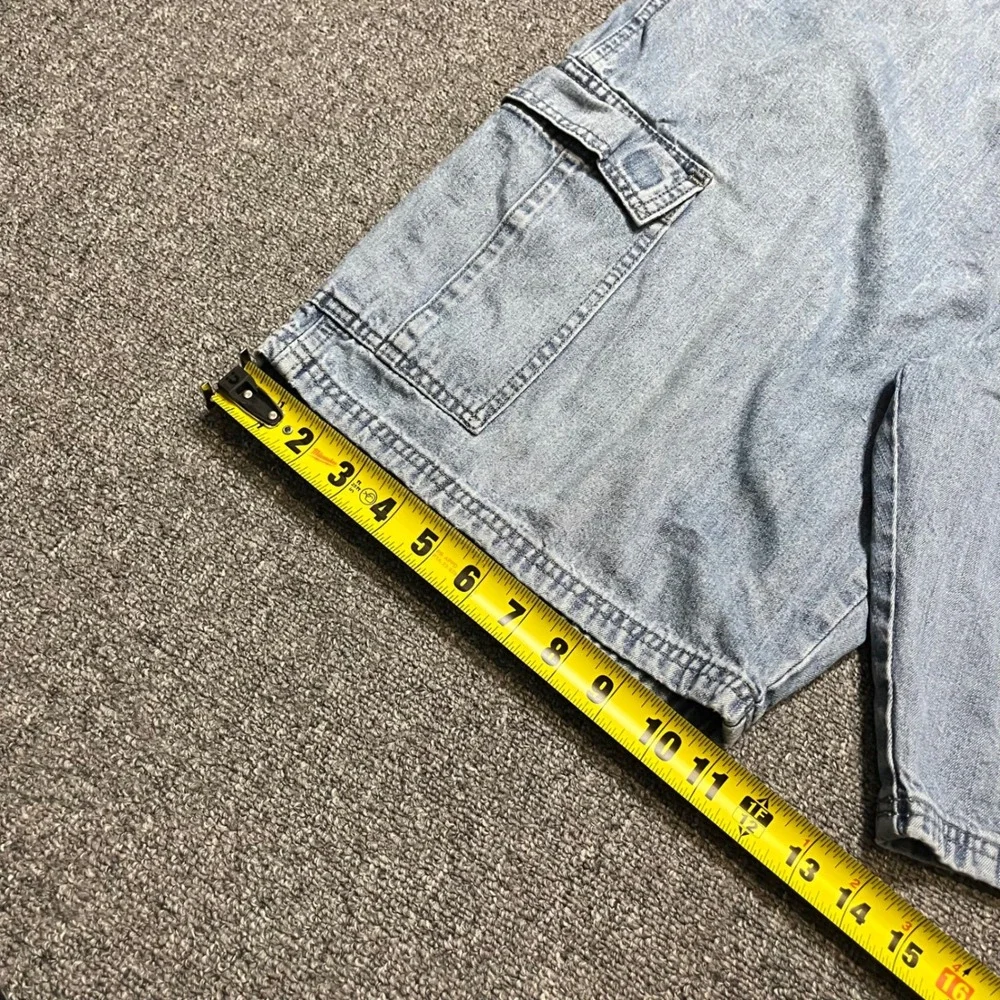 Wrangler Mens Denim Cargo Shorts Light Wash 100% Cotton Size 34